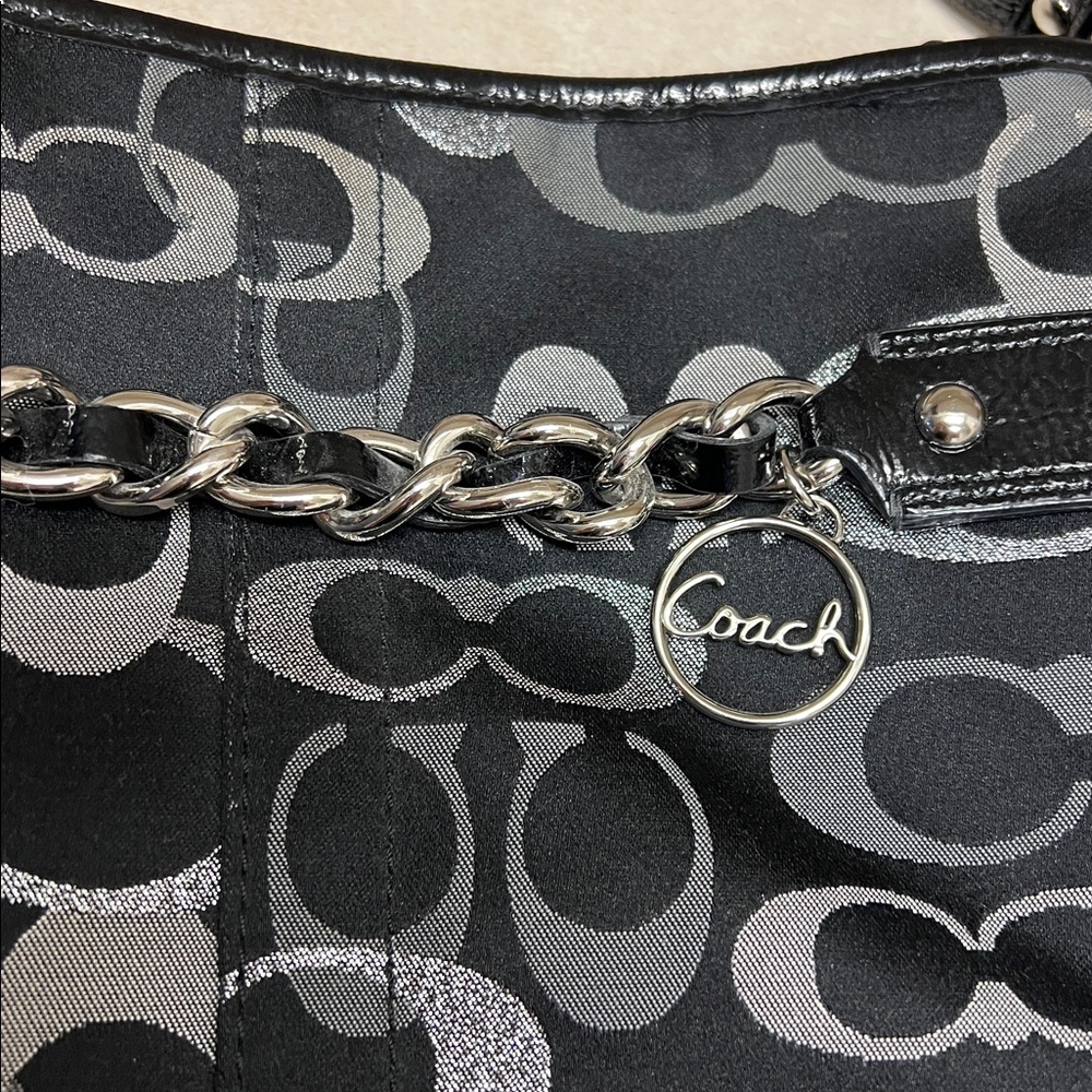 Coach Black and Silver Chain Shoulder Bag - Picture 2 of 6